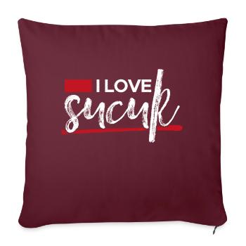 J’adore Sucuk Saucisse turque Ail Nourriture délicieuse - Housse de coussin décorative 45 x 45 cm - bordeaux - Devant