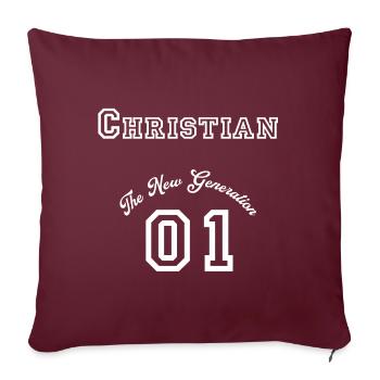 Prénom Christian - blanc - Housse de coussin décorative 45 x 45 cm - bordeaux - Devant