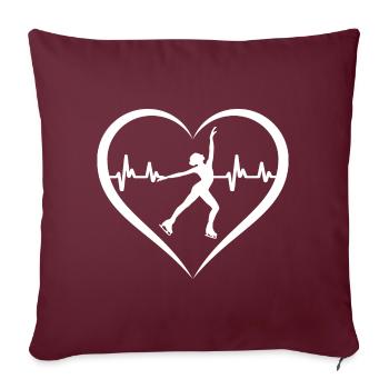 Patineur artistique Patineur sur glace Battement de cœur de patinage sur glace - Housse de coussin décorative 45 x 45 cm - bordeaux - Devant