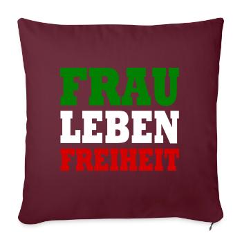 Frau leben freiheit - Sofakissenbezug 45 x 45 cm - Burgunderrot - Vorne