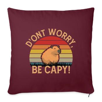 Don't worry, Be Capy! - Housse de coussin décorative 45 x 45 cm - bordeaux - Devant