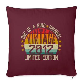 Vintage Né en 2012 Rétro Cadeau Anniversaire 2012 - Housse de coussin décorative 45 x 45 cm - bordeaux - Devant