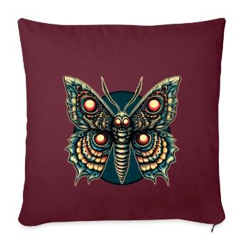 Papillon effrayant avec crâne - Housse de coussin décorative 45 x 45 cm - bordeaux - Devant