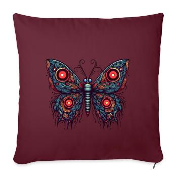 Papillon effrayant avec crâne - Housse de coussin décorative 45 x 45 cm - bordeaux - Devant