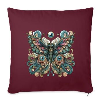 Papillon effrayant avec crâne - Housse de coussin décorative 45 x 45 cm - bordeaux - Devant