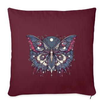 Papillon effrayant avec crâne - Housse de coussin décorative 45 x 45 cm - bordeaux - Devant
