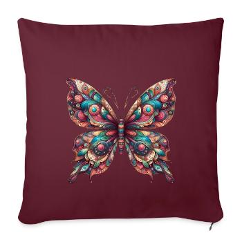 Papillon effrayant avec crâne - Housse de coussin décorative 45 x 45 cm - bordeaux - Devant