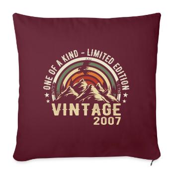 Né en 2007 Vintage 2007 Anniversaire Rétro 2007 - Housse de coussin décorative 45 x 45 cm - bordeaux - Devant