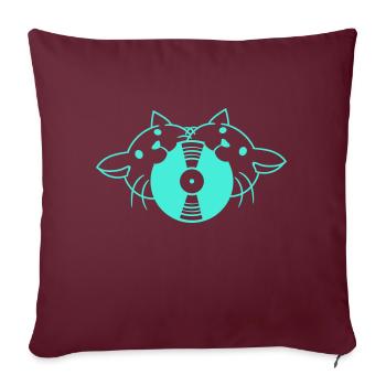 2 DJ Chats Amis Équipe Nourriture Musique Enregistrement - Housse de coussin décorative 45 x 45 cm - bordeaux - Devant