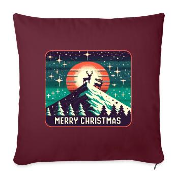 Frohe Weihnachten Rentiere auf der Bergspitze - Sofakissenbezug 45 x 45 cm - Burgunderrot - Vorne