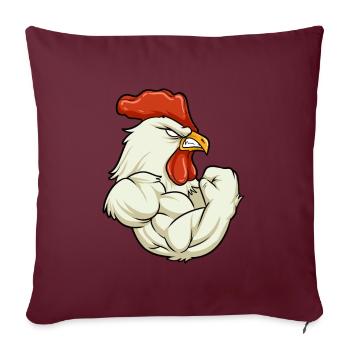 Coq à la Gym - Muscles de forme physique d'entraînement - Housse de coussin décorative 45 x 45 cm - bordeaux - Devant