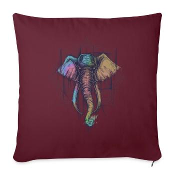 elephant coloré + mandala - Housse de coussin décorative 45 x 45 cm - bordeaux - Devant