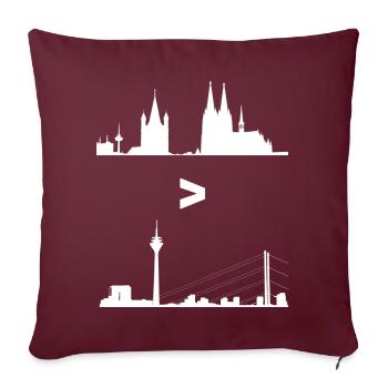 Cologne> Düsseldorf est plus grande que Silhouette Kölner - Housse de coussin décorative 45 x 45 cm - bordeaux - Devant