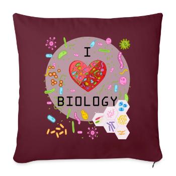 I Love Biology - Ich liebe Biologie | Fun Shirt - Sofakissenbezug 45 x 45 cm - Burgunderrot - Vorne