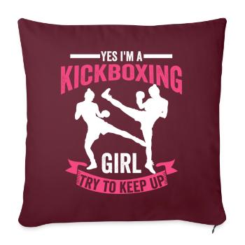 Kickboxen Mädchen Geschenk - Sofakissenbezug 45 x 45 cm - Burgunderrot - Vorne