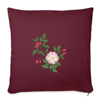 Wild rose and rose hips - Sofa pillowcase 17,3'' x 17,3'' (45 x 45 cm) - burgundy - Front