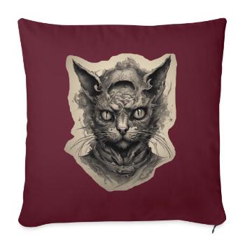 Horreur / Chat / Kitty / Halloween / Effrayant - Housse de coussin décorative 45 x 45 cm - bordeaux - Devant