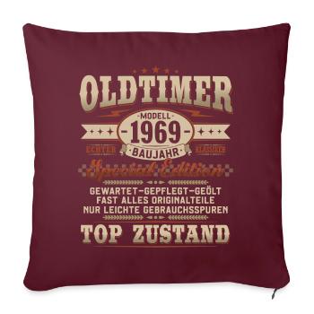 Oldtimer Baujahr 1969 Jahrgang Geburtstag Geschenk - Sofakissenbezug 45 x 45 cm - Burgunderrot - Vorne