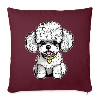 Caniche mignon II - Housse de coussin décorative 45 x 45 cm - bordeaux - Devant