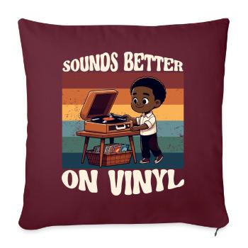 Sounds Better On Vinyl - Musique Rétro Comic Music - Housse de coussin décorative 45 x 45 cm - bordeaux - Devant