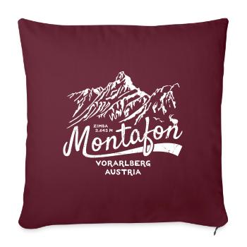 Montafon Zimba weiss/dis - Sofakissenbezug 45 x 45 cm - Burgunderrot - Vorne