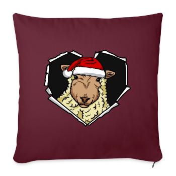 Moutons craquelés avec trou de chapeau de Noël - Housse de coussin décorative 45 x 45 cm - bordeaux - Devant