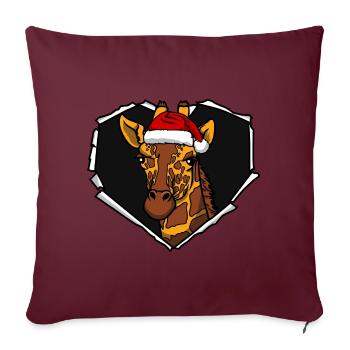 Crack girafe avec trou de chapeau de Noël - Housse de coussin décorative 45 x 45 cm - bordeaux - Devant
