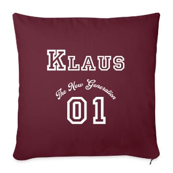 Prénom: Klaus - « The New Generation », blanc - Housse de coussin décorative 45 x 45 cm - bordeaux - Devant