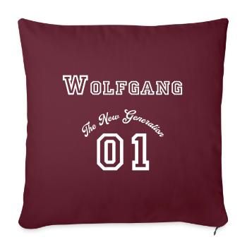 Prénom: Wolfgang - « The New Generation », blanc - Housse de coussin décorative 45 x 45 cm - bordeaux - Devant