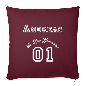 Prénom Andreas, blanc - Housse de coussin décorative 45 x 45 cm - bordeaux - Devant