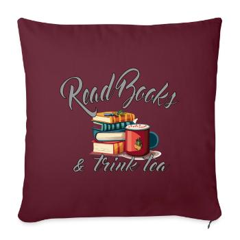 Bibliophiles Vergnügen: Tee trinken und Bücher les - Sofakissenbezug 45 x 45 cm - Burgunderrot - Vorne