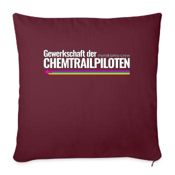 Mimikama Crew Gewerkschaft der Chemtrailpiloten - Sofakissenbezug 45 x 45 cm - Burgunderrot - Vorne