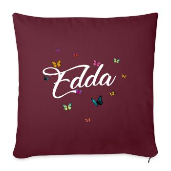 EDDA - Mädchen Name mit bunten Schmetterlingen - Sofakissenbezug 45 x 45 cm - Burgunderrot - Vorne