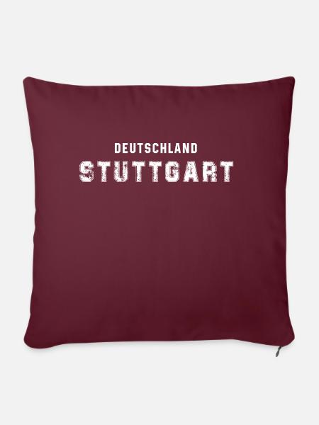 Deutschland Stuttgart - Urbanes Textdesign - Sofakissenbezug 45 x 45 cm - Burgunderrot