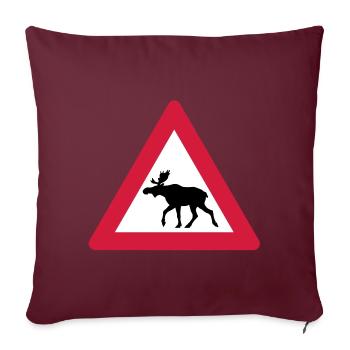 Warning Moose Sign - Sofa pillowcase 17,3'' x 17,3'' (45 x 45 cm) - burgundy - Front