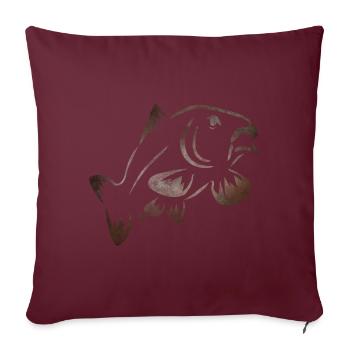 Dessin de carpe - Housse de coussin décorative 45 x 45 cm - bordeaux - Devant