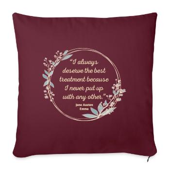 Emma Par Jane Austen Citation II - Style mignon - Housse de coussin décorative 45 x 45 cm - bordeaux - Devant