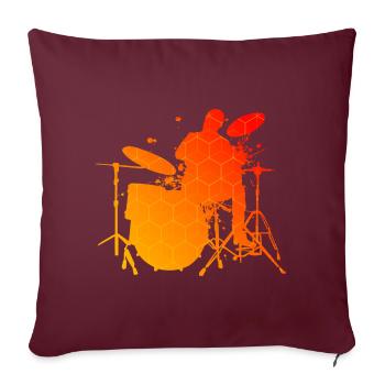 Batteur Batteur Drum Kit Femmes Hommes - Housse de coussin décorative 45 x 45 cm - bordeaux - Devant