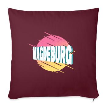 Magdebourg Allemagne Ville Police Vintage Rétro - Housse de coussin décorative 45 x 45 cm - bordeaux - Devant