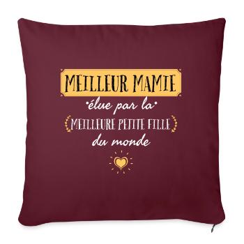 Meilleure mamie élue par la meilleure petite fille - Housse de coussin décorative 45 x 45 cm - bordeaux - Devant