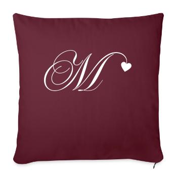 Lettre m calligraphie cœur - Housse de coussin décorative 45 x 45 cm - bordeaux - Devant
