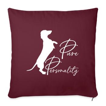 Mon teckel, ma personnalité pure, mon teckel. Dacke - Housse de coussin décorative 45 x 45 cm - bordeaux - Devant