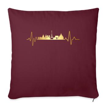 Battement de cœur France - Housse de coussin décorative 45 x 45 cm - bordeaux - Devant
