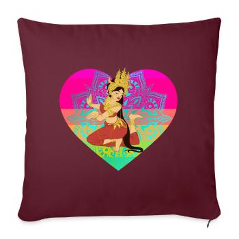 Danseur Asie Inde Thaïlande Coeur Vacances - Housse de coussin décorative 45 x 45 cm - bordeaux - Devant