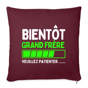 Bientôt grand frère - Housse de coussin décorative 45 x 45 cm - bordeaux - Devant