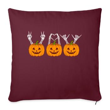 Trois Jolly citrouilles d’Halloween - Housse de coussin décorative 45 x 45 cm - bordeaux - Devant