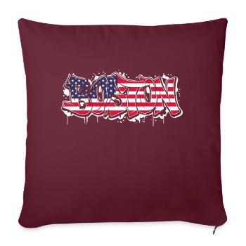 Boston Graffiti Art - Style urbain avec drapeau des États-Unis - Housse de coussin décorative 45 x 45 cm - bordeaux - Devant