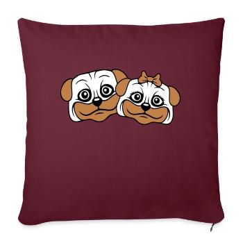 2 chiens Carlin Homme Femme Couple Deux Amoureux Amour - Housse de coussin décorative 45 x 45 cm - bordeaux - Devant