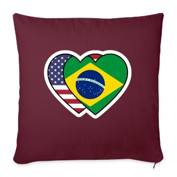 Sticker Cœurs USA Brésil - Design Drapeau  - Housse de coussin décorative 45 x 45 cm - bordeaux - Devant
