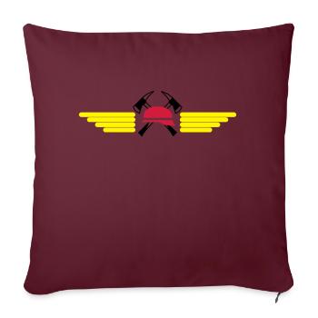 Feuerwehrhelm, Axt und Wings - Sofakissenbezug 45 x 45 cm - Burgunderrot - Vorne
